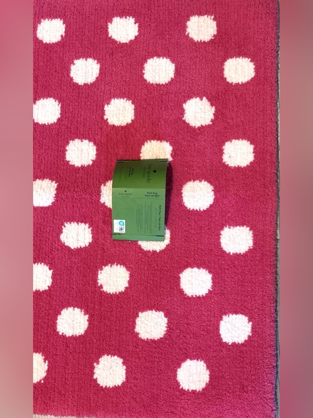 NEW, Kate Spade New York Hot Pink Plush Polka Dots Bath Rug 20x32 Bath Mat - Picture 8 of 8